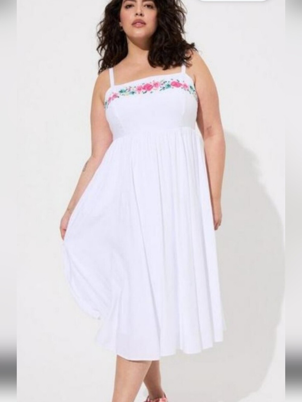 Torrid 4X  Floral-Trim Sundress - Women's Plus Size Sleeveless Midi Dress